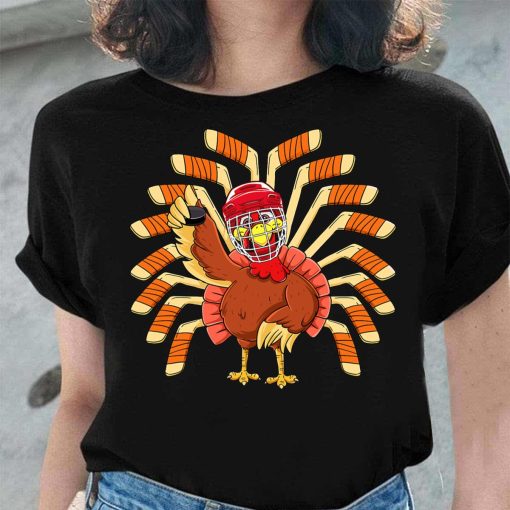 Ice Hockey Thanksgiving Turkey Playing Hockey