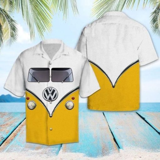 Yellow Hippie Bus Hawaii Aloha Shirt