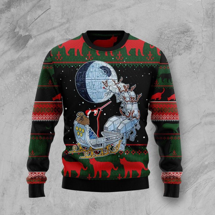 3D Sweater Death Star Black Cat Sleigh 3D Sweater Death Star Black Cat Sleigh