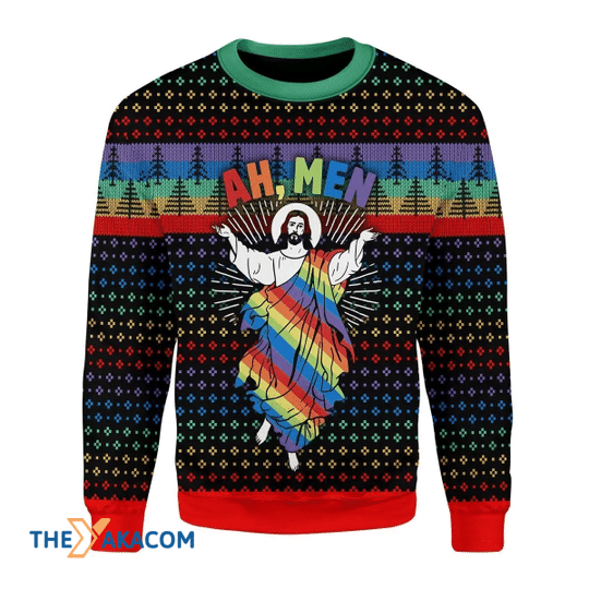 Ah Men Jesus LGBT Christmas Sweater Ah Men Jesus LGBT Christmas Sweater