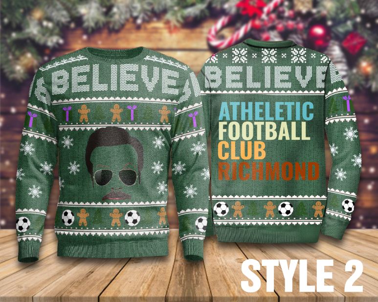 Atheletic Football Club Richmond Sweater, Ted Lasso Believe Sweater Atheletic Football Club Richmond Sweater, Ted Lasso Believe Sweater