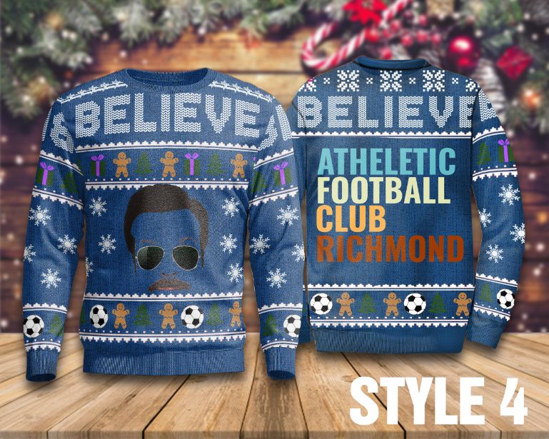 Atheletic Football Club Richmond Sweater, Ted Lasso Believe Sweater Atheletic Football Club Richmond Sweater, Ted Lasso Believe Sweater