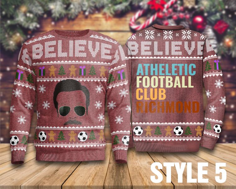 Atheletic Football Club Richmond Sweater, Ted Lasso Believe Sweater Atheletic Football Club Richmond Sweater, Ted Lasso Believe Sweater