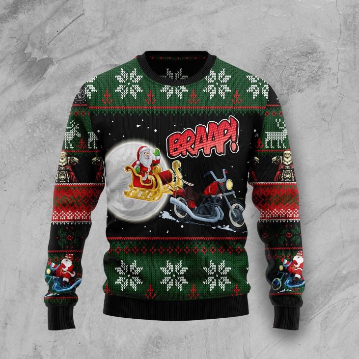 Biker Santa Xmas All Over Printed Sweater Biker Santa Xmas All Over Printed Sweater