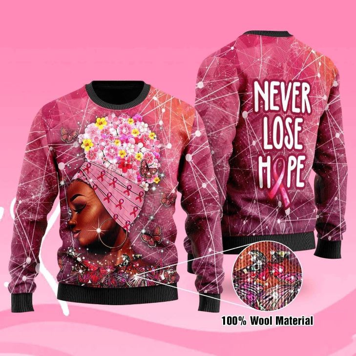Never Lose Hope Sweater Black Girl Butterfly Breast Cancer Awareness Sweatshirt Never Lose Hope Sweater Black Girl Butterfly Breast Cancer Awareness Sweatshirt