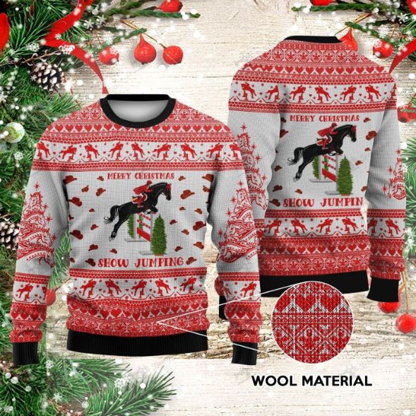 Black Horse Horseman Snow All Over Printed Sweater Black Horse Horseman Snow All Over Printed Sweater