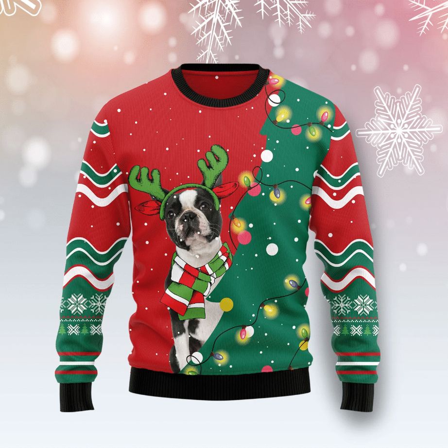 Boston Terrier Christmas 3D Sweater Boston Terrier Christmas 3D Sweater