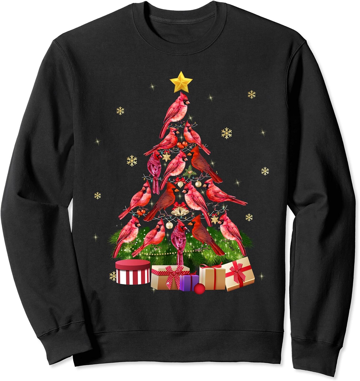 Cardinal Birds Christmas Tree With Xmas Light Unisex Sweatshirt Cardinal Birds Christmas Tree With Xmas Light Unisex Sweatshirt