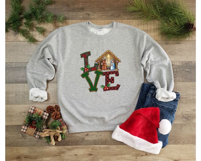 Christmas Love Jesus Sweatshirt Christmas Love Jesus Sweatshirt