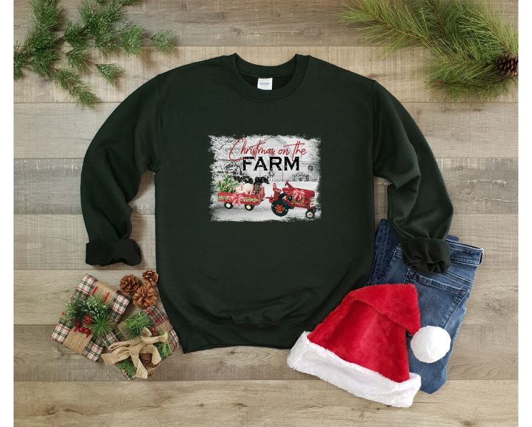 Christmas On The Farm Sweatshirt Christmas On The Farm Sweatshirt
