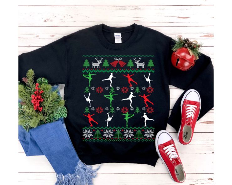 Figure Skating Christmas Sweatshirt Figure Skating Christmas Sweatshirt