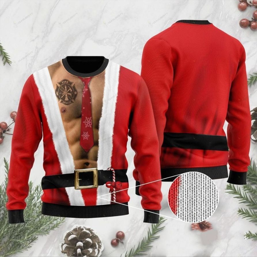 Firefighter Tattoo Ugly Christmas 3D Sweater Firefighter Tattoo Ugly Christmas 3D Sweater