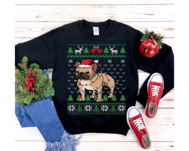 Frenchie Bulldog Christmas Sweatshirt Frenchie Bulldog Christmas Sweatshirt