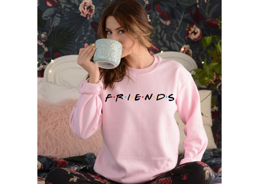 Friends Tv Show Light Pink Sweatshirt Friends Tv Show Light Pink Sweatshirt