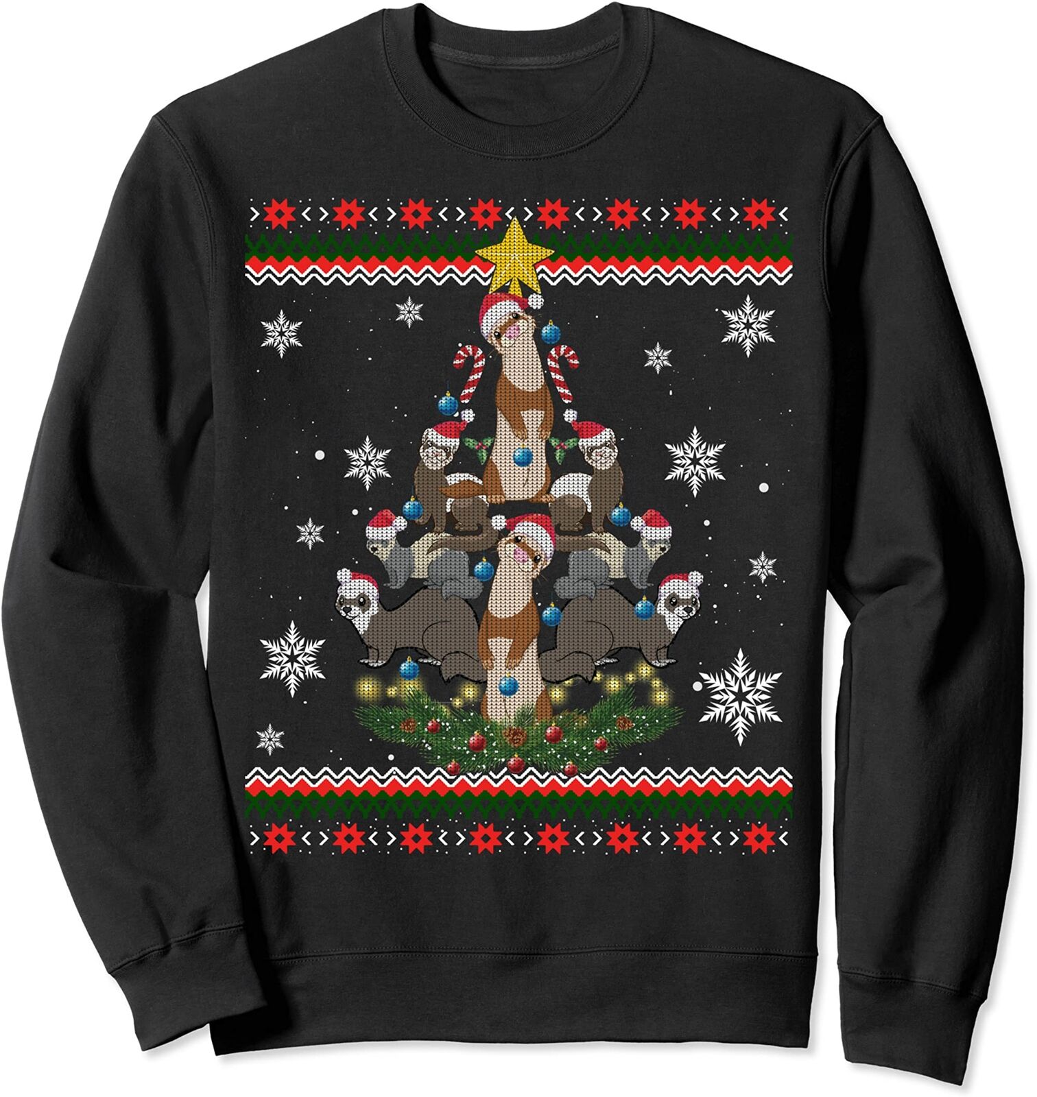 Funny Ferrets Christmas Tree Unisex Sweatshirt Funny Ferrets Christmas Tree Unisex Sweatshirt