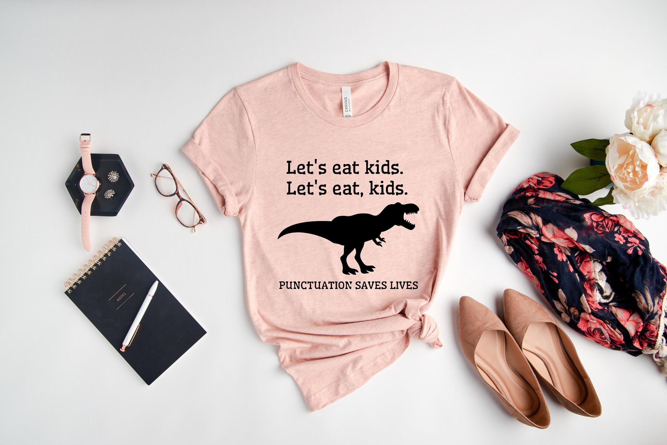 Funny Grammar, Punctuation, Let's Eat Kids Unisex T-Shirt Funny Grammar, Punctuation, Let's Eat Kids Unisex T-Shirt
