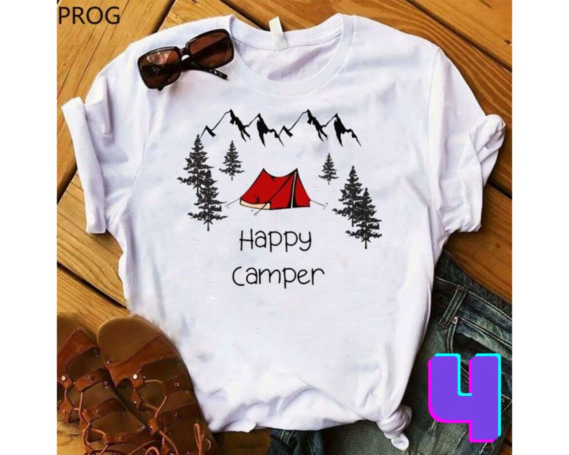 Happy Camper Line Art Shirt Happy Camper Line Art Shirt