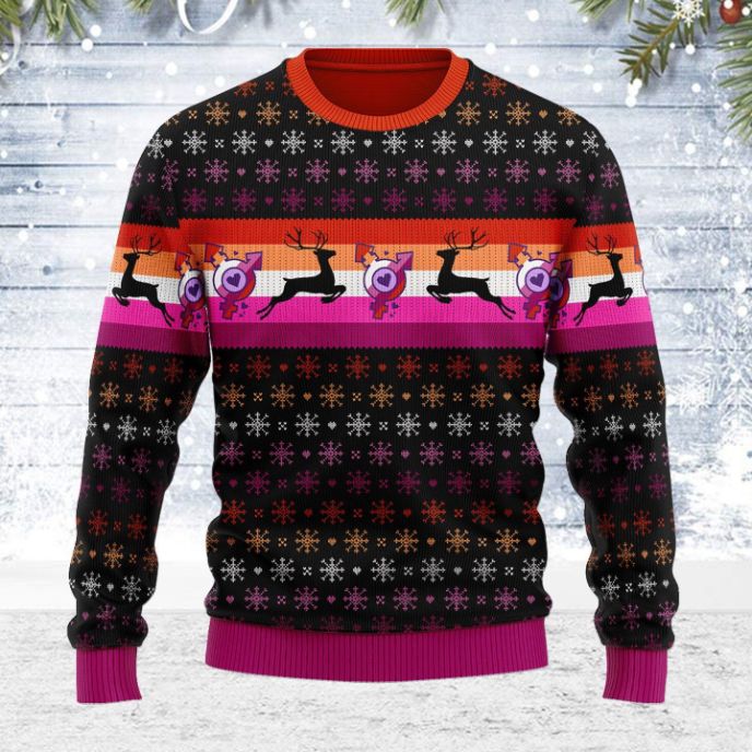 Lesbian Flag Christmas Ugly Sweater Lesbian Flag Christmas Ugly Sweater