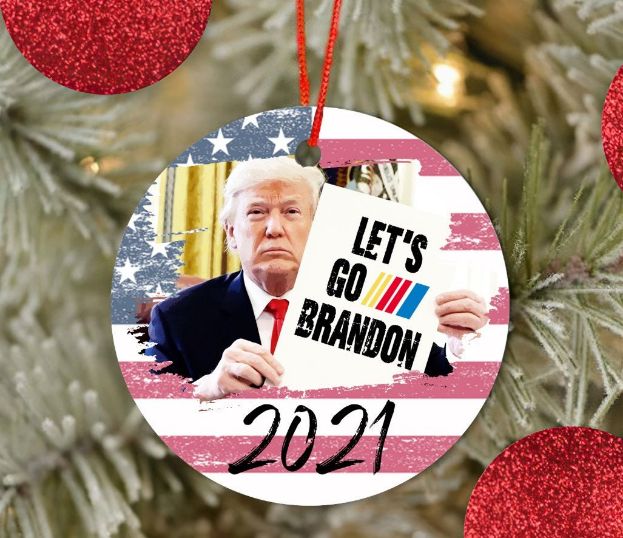 Let's Go Brandon Trump American Flag Christmas 2021 Ceramic Ornament Let's Go Brandon Trump American Flag Christmas 2021 Ceramic Ornament