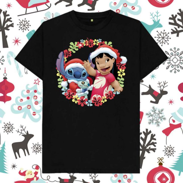 Lilo Stitch Christmas Hawaiian Flower Unisex T-Shirt Lilo Stitch Christmas Hawaiian Flower Unisex T-Shirt