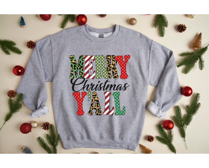 Merry Christmas Y'all Sweatshirt Merry Christmas Y'all Sweatshirt