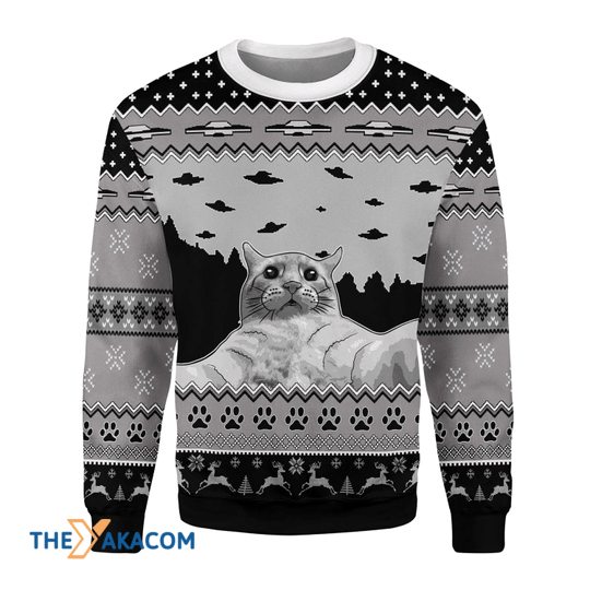 UFO Cat Hoodie Funny Cat Selfie Gift Ugly Christmas Sweater UFO Cat Hoodie Funny Cat Selfie Gift Ugly Christmas Sweater