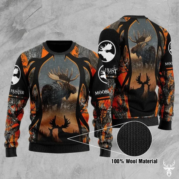 Moose Hunter Ugly Christmas All Over Printed Sweater Moose Hunter Ugly Christmas All Over Printed Sweater