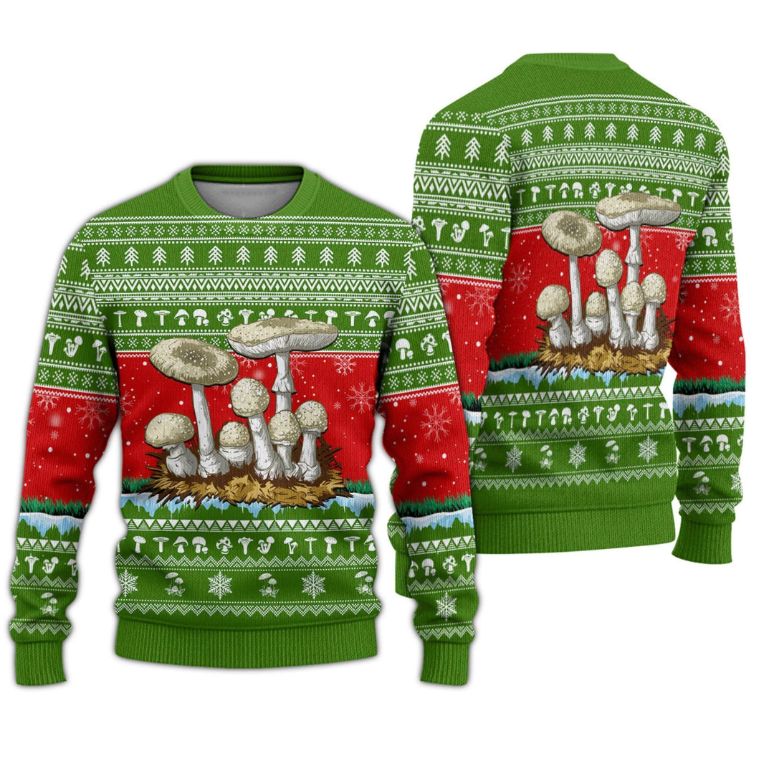 Mushroom Christmas All Over Printed Sweater Mushroom Christmas All Over Printed Sweater
