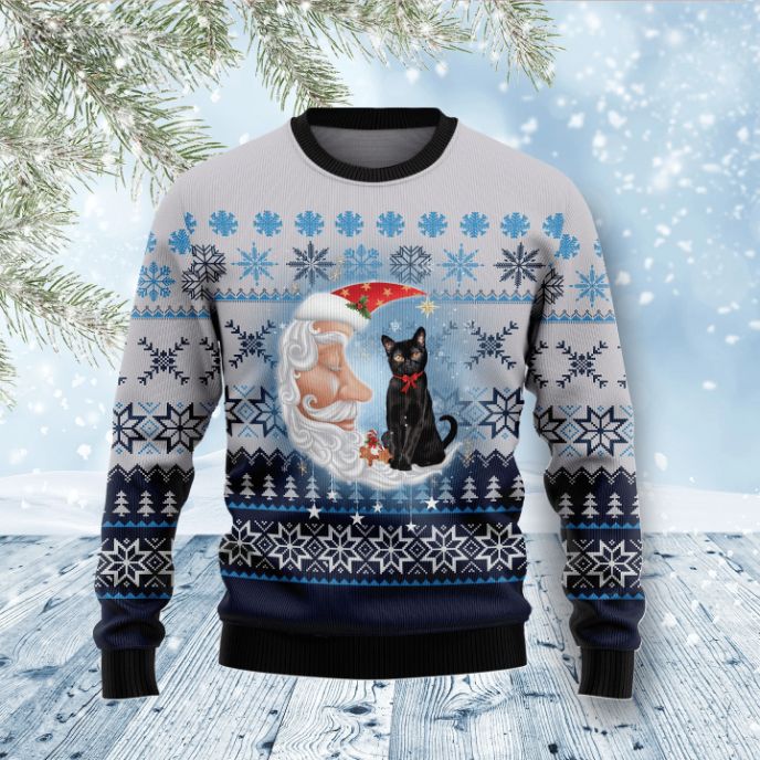 Santa Moon Black Cat Love Sweater Santa Moon Black Cat Love Sweater