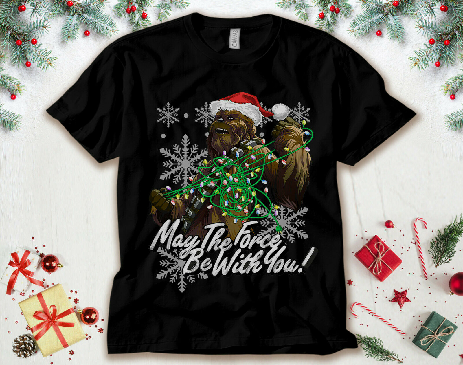 Star Wars Christmas Chewbacca Tangled Unisex T-Shirt Star Wars Christmas Chewbacca Tangled Unisex T-Shirt