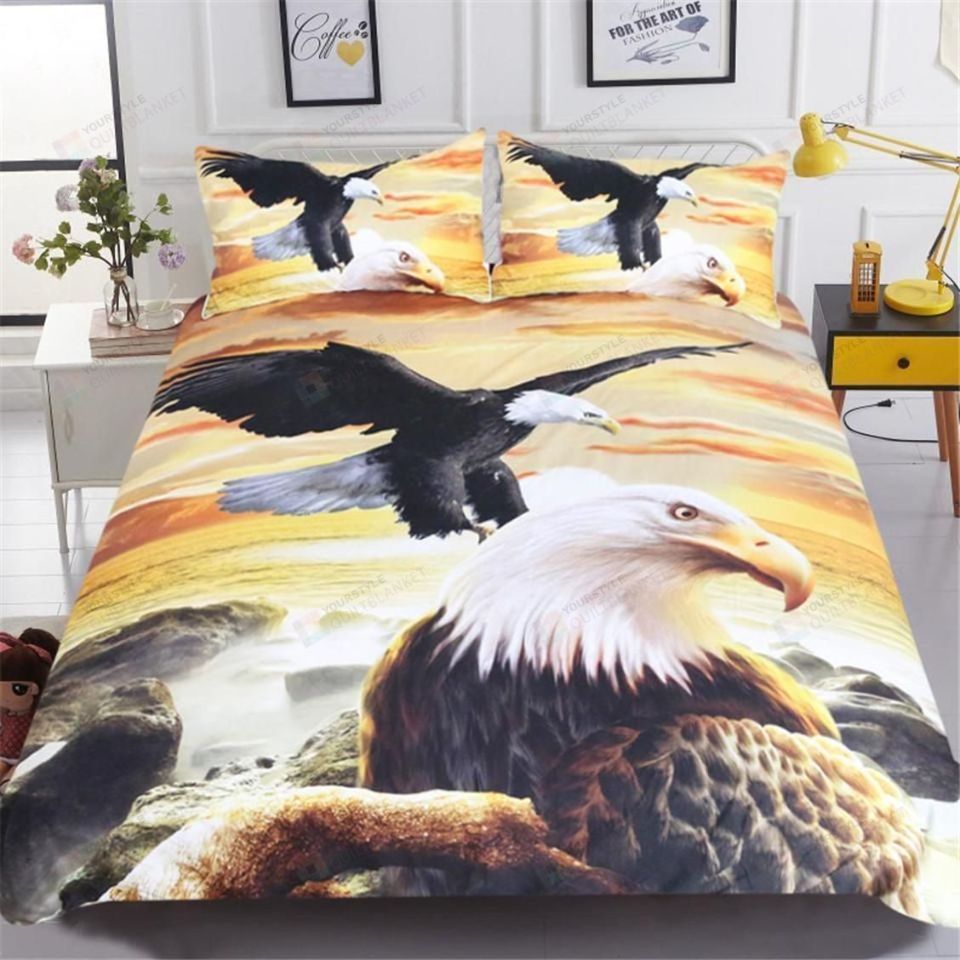 Sunset With Bald Eagle Bedding Set Sunset With Bald Eagle Bedding Set