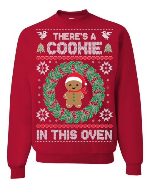 There’s A Cookie in the Oven Pregnancy Ugly Christmas Sweater