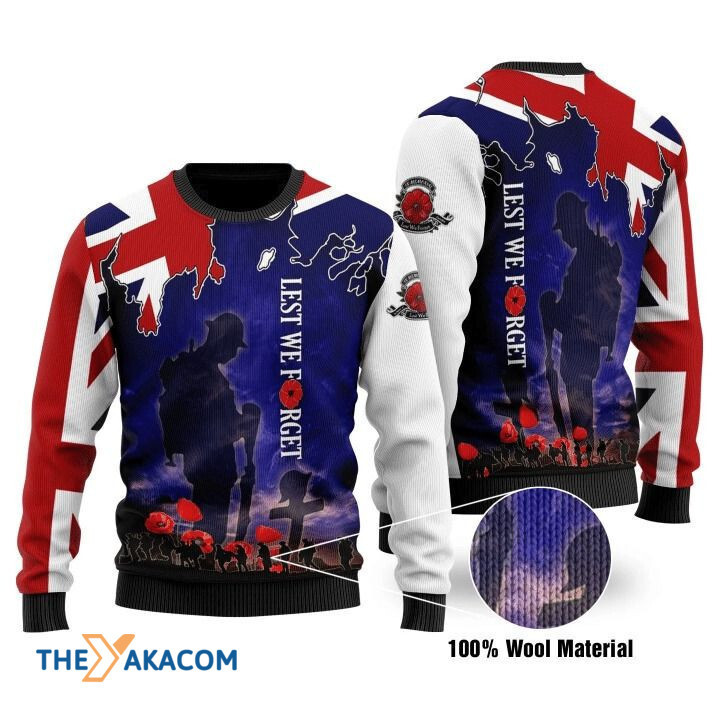 United Kingdom Veterans Lets We Forget 3D Sweater United Kingdom Veterans Lets We Forget 3D Sweater