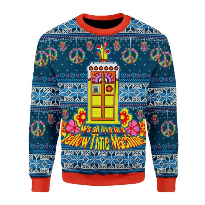 We All Live In A Yellow Time Machine 3D Sweater We All Live In A Yellow Time Machine 3D Sweater