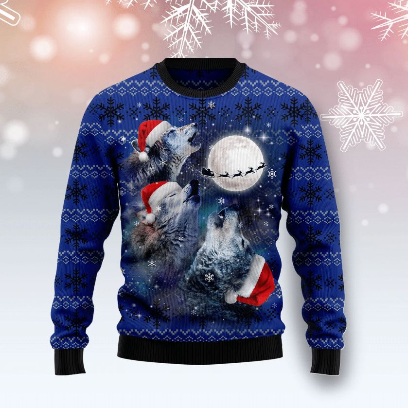 Wolf Moon In Christmas Ugly Sweater Wolf Moon In Christmas Ugly Sweater