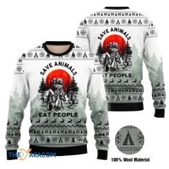All Over Printed Sweater  Save Animals Eat People