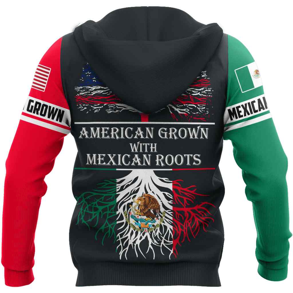 American Grown With Mexican Roots All Over Print US Unisex Size Zip up Hoodie American Grown With Mexican Roots All Over Print US Unisex Size Zip up Hoodie