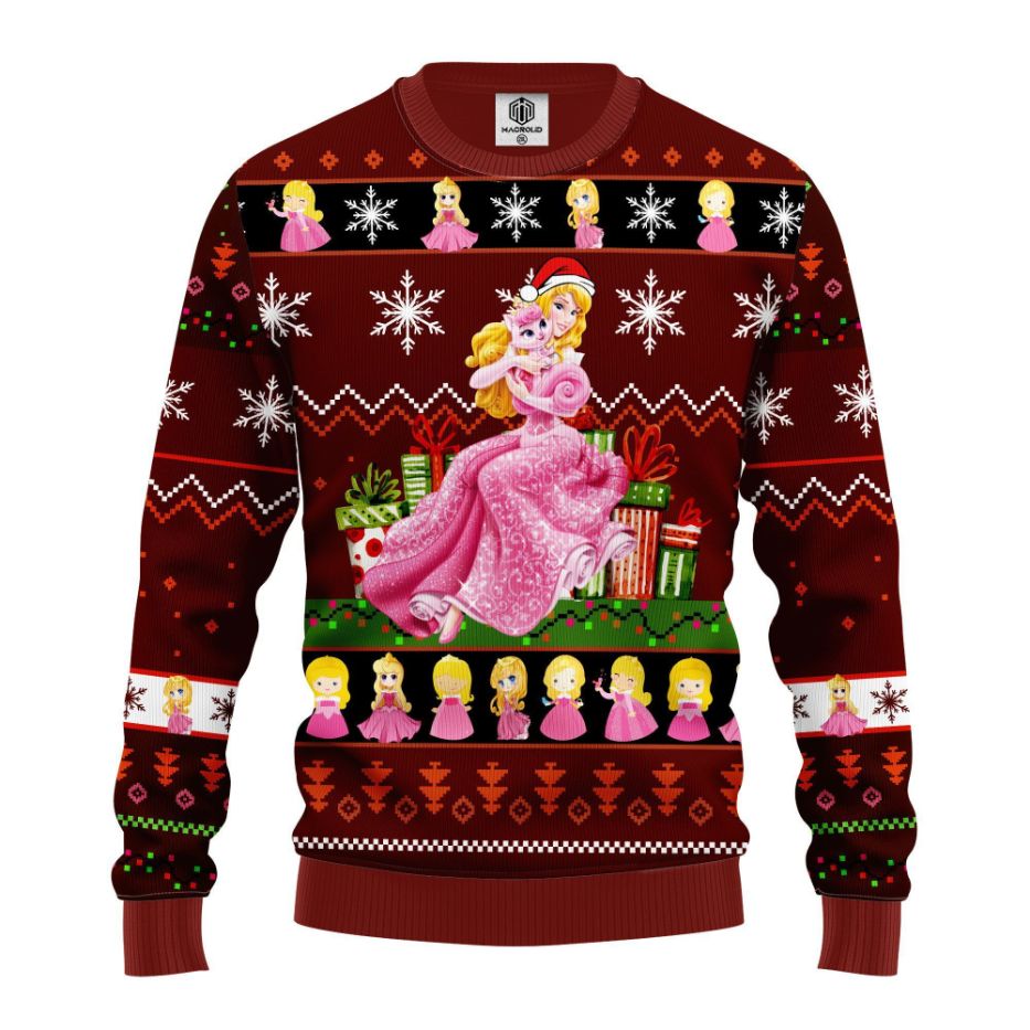Aurora Red Brown All Over Printed Sweater Aurora Red Brown All Over Printed Sweater