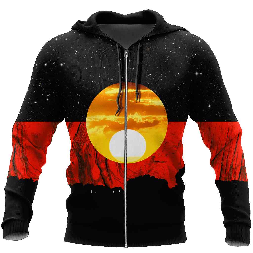 Australia Koori Kangaroo Aboriginal Flag All Over Print Unisex Zip up Hoodie Australia Koori Kangaroo Aboriginal Flag All Over Print Unisex Zip up Hoodie