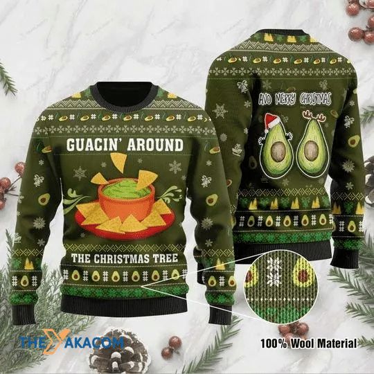Avocado Guacin Around The Christmas Tree 3D Christmas Sweater Avocado Guacin Around The Christmas Tree 3D Christmas Sweater