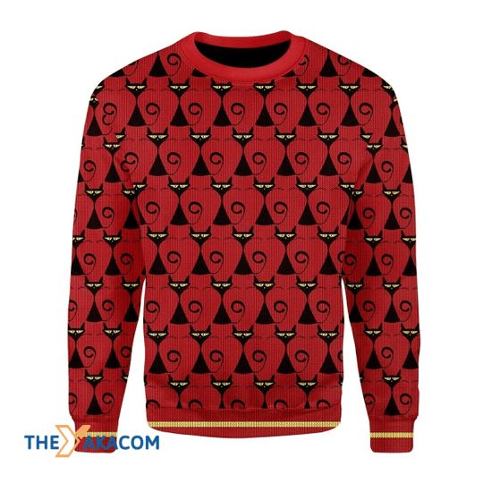 Awesome Black Cat Funny Pattern 3D Christmas Sweater Awesome Black Cat Funny Pattern 3D Christmas Sweater