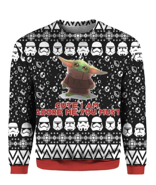 Baby Yoda 3D Print Ugly Christmas Sweater Baby Yoda 3D Print Ugly Christmas Sweater