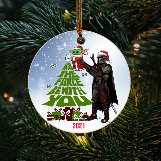 Baby Yoda Dadalorian May The Force Be With You Christmas Ceramic Ornament Baby Yoda Dadalorian May The Force Be With You Christmas Ceramic Ornament