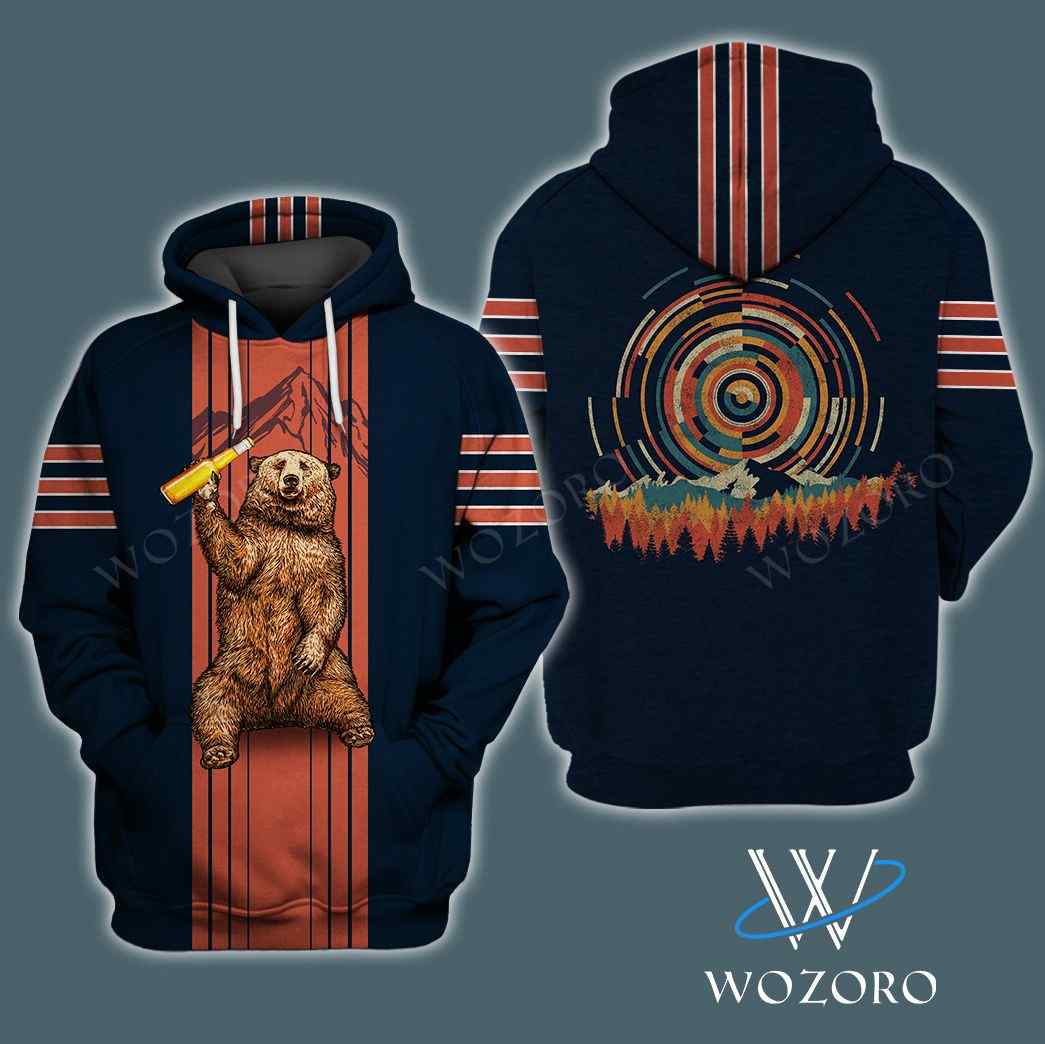 Bear Beer Hoodie Retro Camping Bear Beer Hoodie Retro Camping