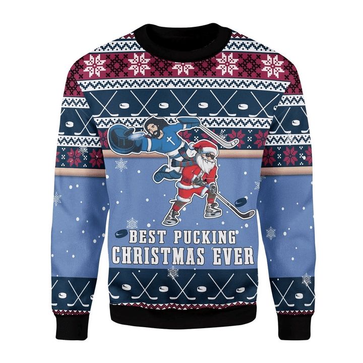 Best Pucking Christmas Ever Jesus And Santa 3D Xmas Sweater Best Pucking Christmas Ever Jesus And Santa 3D Xmas Sweater