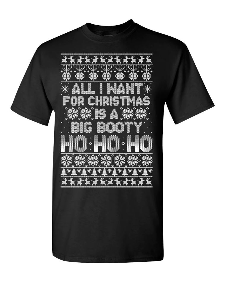 Big Booty Hoe Ho Ho Ho T-Shirt, Ugly Christmas Sweater Big Booty Hoe Ho Ho Ho T-Shirt, Ugly Christmas Sweater