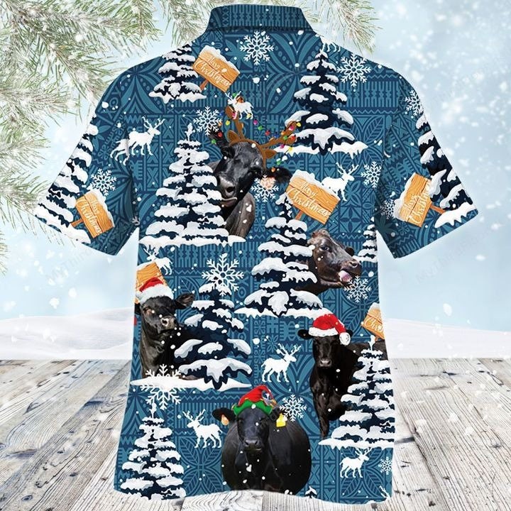 Black Angus Cattle Lovers Blue Tribal Christmas Hawaiian Shirt T-Shirt Black Angus Cattle Lovers Blue Tribal Christmas Hawaiian Shirt T-Shirt