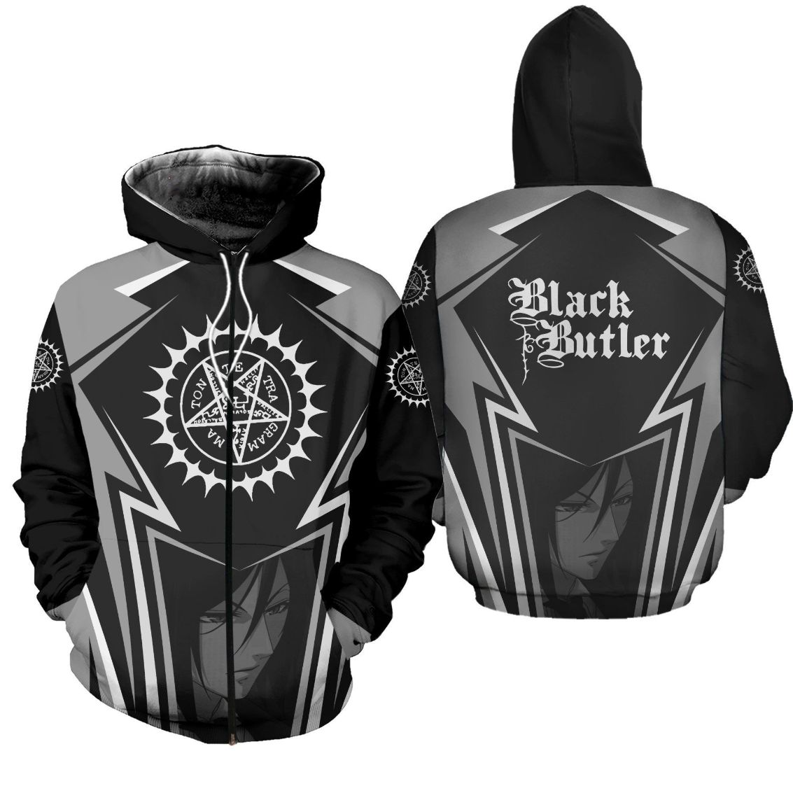 Black Butler Kuroshitsuji 3D Zip Hoodie Black Butler Kuroshitsuji 3D Zip Hoodie