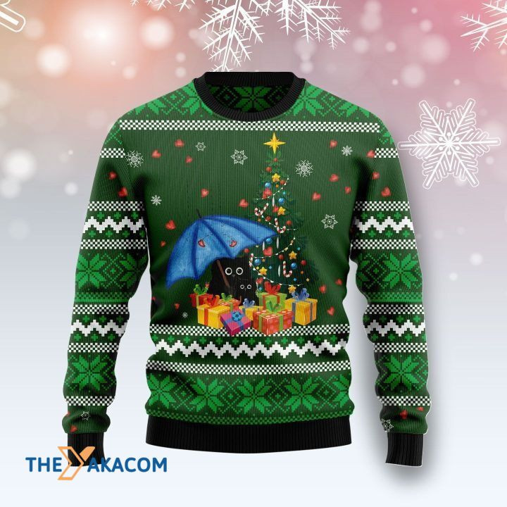 Black Cat Umbrella Christmas 3D Sweater Black Cat Umbrella Christmas 3D Sweater