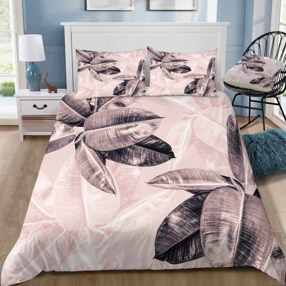 Blush Pink Leaf Pattern Bedding Set Blush Pink Leaf Pattern Bedding Set